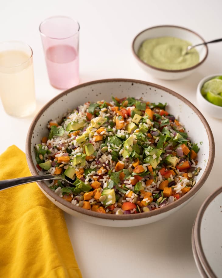 Try This Roasted Veggie Rice Salad for Its Creamy Avocado Dressing